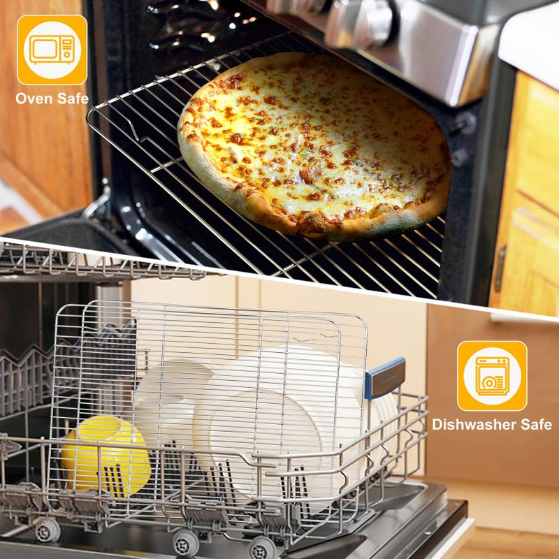 P&P CHEF Cooling Baking Rack Pack of 2, Stainless Steel Cooling Racks for Cooking Baking Roasting Grilling Drying, Dense Wires & Smooth Edge, Easy to clean, Silver, 15.3" x 11.25" - Image 4